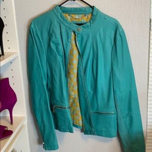 Seafoam green leather jacket